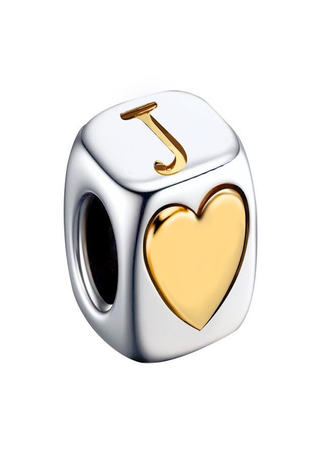 KunBead Initial J Letter Gold Heart Alphabet Love Bead Birthday Charms Compatible with Pandora Charm Bracelet for Women - Image 1