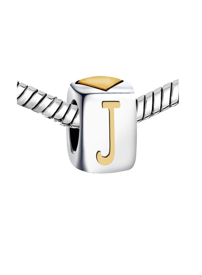 KunBead Initial J Letter Gold Heart Alphabet Love Bead Birthday Charms Compatible with Pandora Charm Bracelet for Women - Image 3