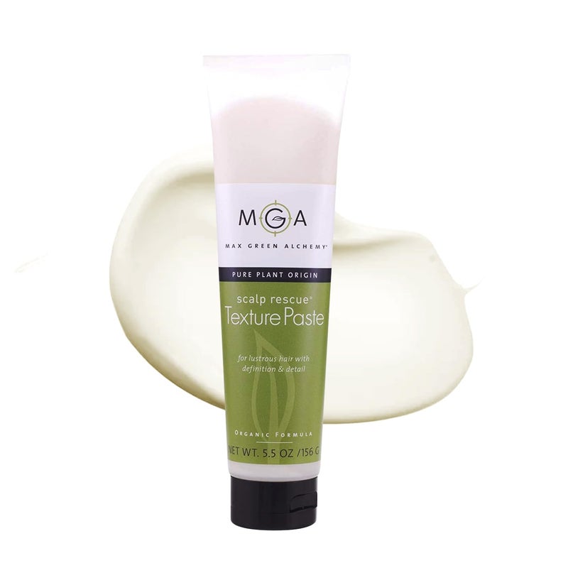 Max Green Alchemy Scalp Rescue Texture Paste - 5.5 Ounce Tube - Organic Formula - For Lustre, Definition Detail, Gloss, Shine, Vegan, Medium Hold, Layered Cuts, Color Safe, Can Restyle, Gluten Free, Humidity Resist
