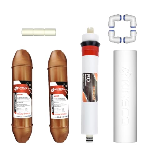 Kinsco 6-Piece Water Filter & Purifier Combo - Inline Sediment Filter, Pre-Carbon Filter, RO Membrane, PP Spun Filter, Flow Restrictor & Elbow for All Water Filtration Systems - Image 1