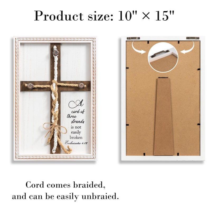 ifeolo A Cord of Three Strands Wedding Ceremony Sign 10 Ã— 15in, Unity Rope Cross Sign Braided for Wedding Unity Ceremony Idea Religious Anniversary Couple Gift for Parents, Couple, Christian, Tie God's Knot - Image 3