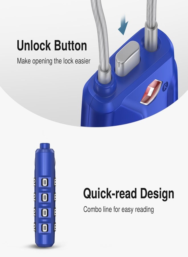Puroma 2 Pack TSA Approved Luggage Locks, 4 Digit Combination Travel Locks Resettable Code Lock with Zinc Alloy Body for Suitcase, Toolbox, Backpack, Bag, Gym Locker (Blue) - Image 4