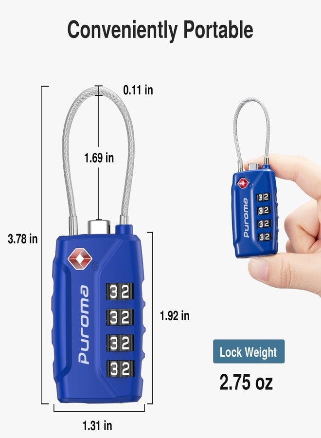 Puroma 2 Pack TSA Approved Luggage Locks, 4 Digit Combination Travel Locks Resettable Code Lock with Zinc Alloy Body for Suitcase, Toolbox, Backpack, Bag, Gym Locker (Blue) - Image 3