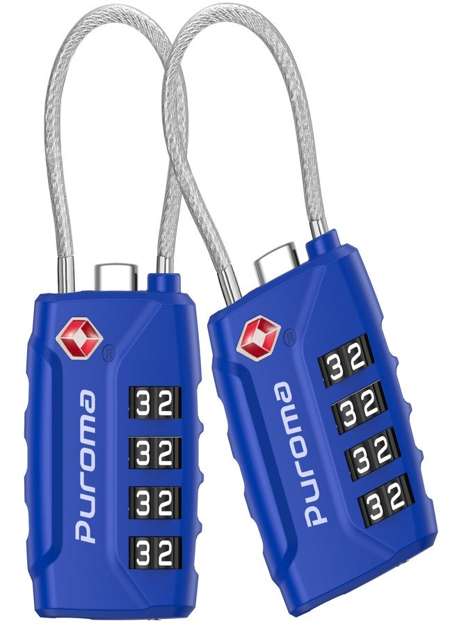 Puroma 2 Pack TSA Approved Luggage Locks, 4 Digit Combination Travel Locks Resettable Code Lock with Zinc Alloy Body for Suitcase, Toolbox, Backpack, Bag, Gym Locker (Blue) - Image 1