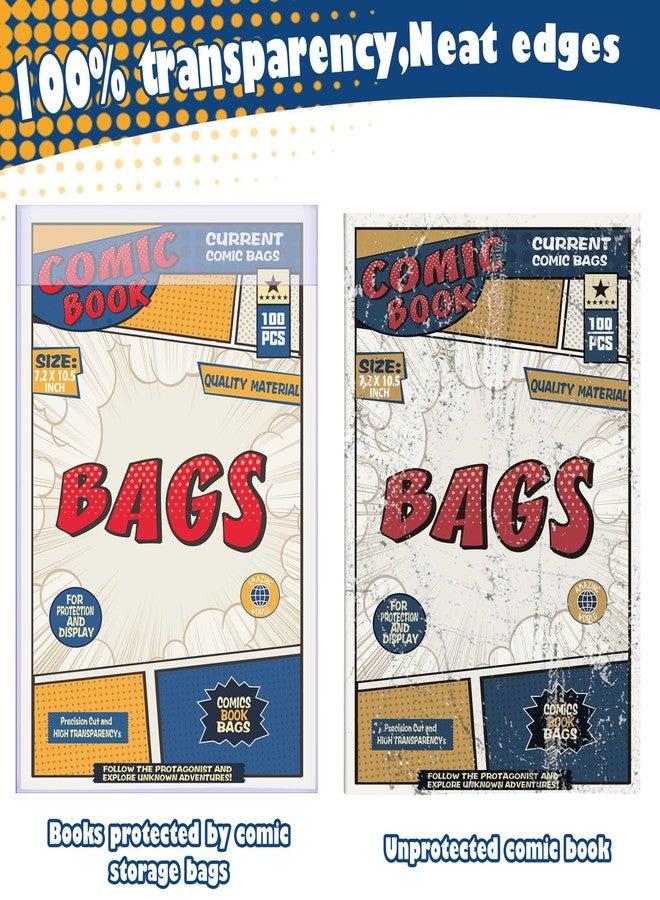 Leffis 100 Count Comic Book Bags, Current Size Comic Bags 7.2 X 10.5 inch Transparent Acid-Free and Reusable Comic Book Sleeves for Regular Comics - Image 4