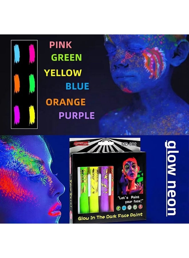 ميدو ألوان رسم الوجه المتوهجة تحت الضوء البنفسجي – 6 ألوان آمنة وسهلة الغسيل - Image 5