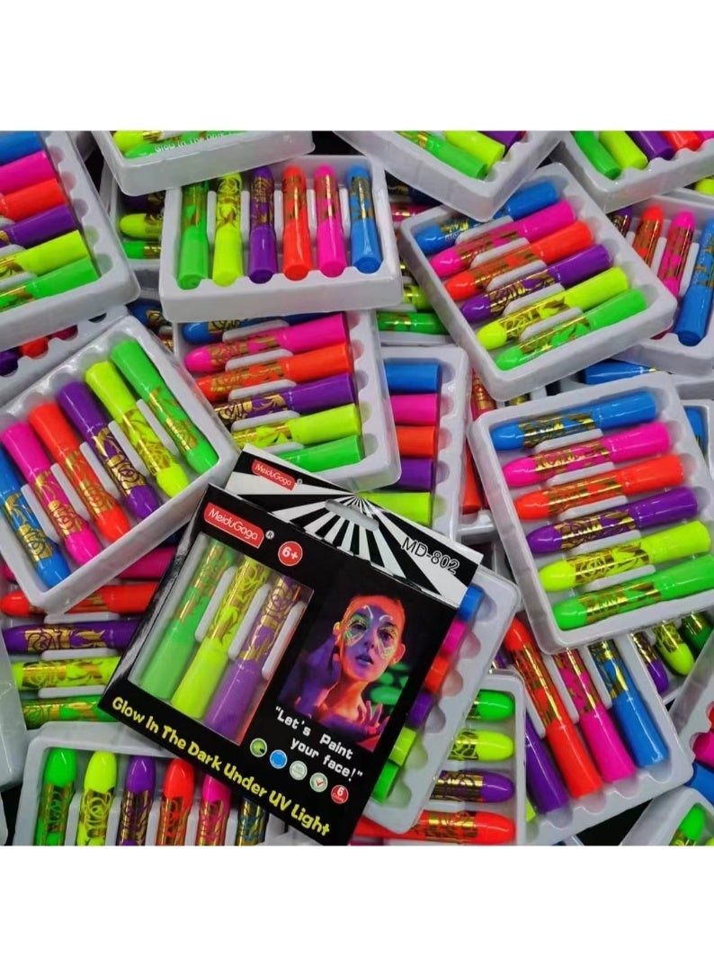 ميدو ألوان رسم الوجه المتوهجة تحت الضوء البنفسجي – 6 ألوان آمنة وسهلة الغسيل - Image 4