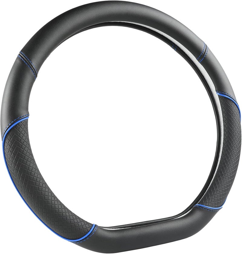 GIANT PANDA D Shape Steering Wheel Cover for Nissan Rogue Kicks - Auto Car Steering Wheel Cover Customized for Nissan Altima Sentra(Black+Blue Line-D-Shaped) - Image 1