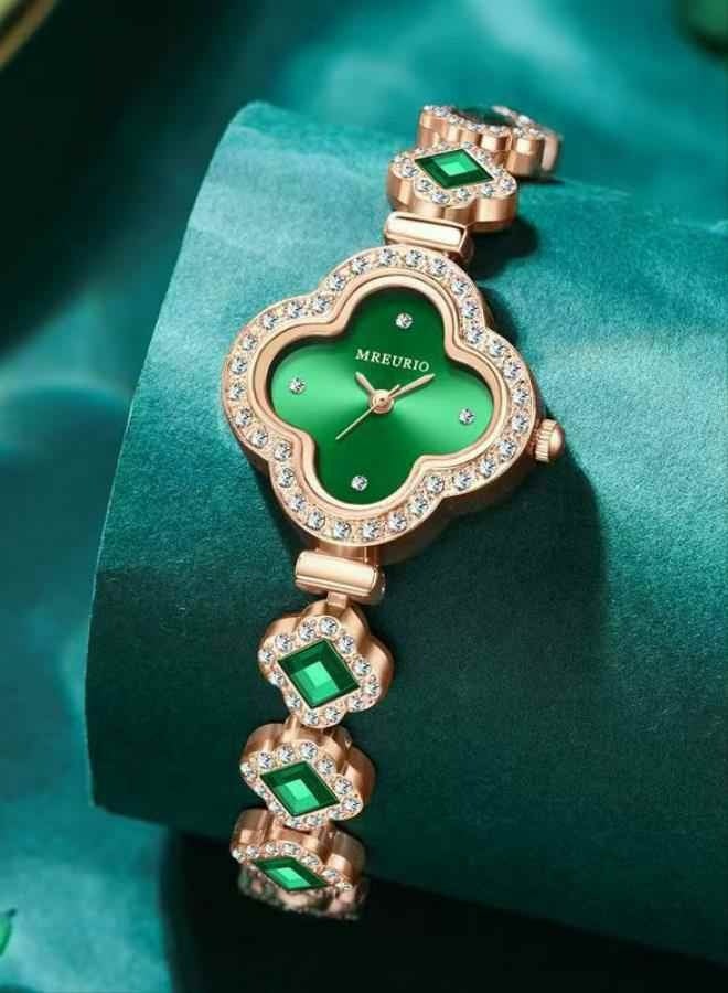 Best-selling fashion four-leaf clover bracelet quartz watch Emerald ladies' watch women's watch - Image 2