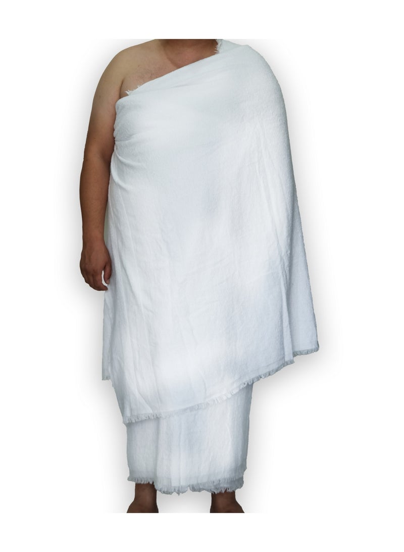 Serazat Bamboo Ihram for Men – 2-Piece Hajj  Umrah Towel Set, 110x220cm, White, Soft Cotton - Image 2