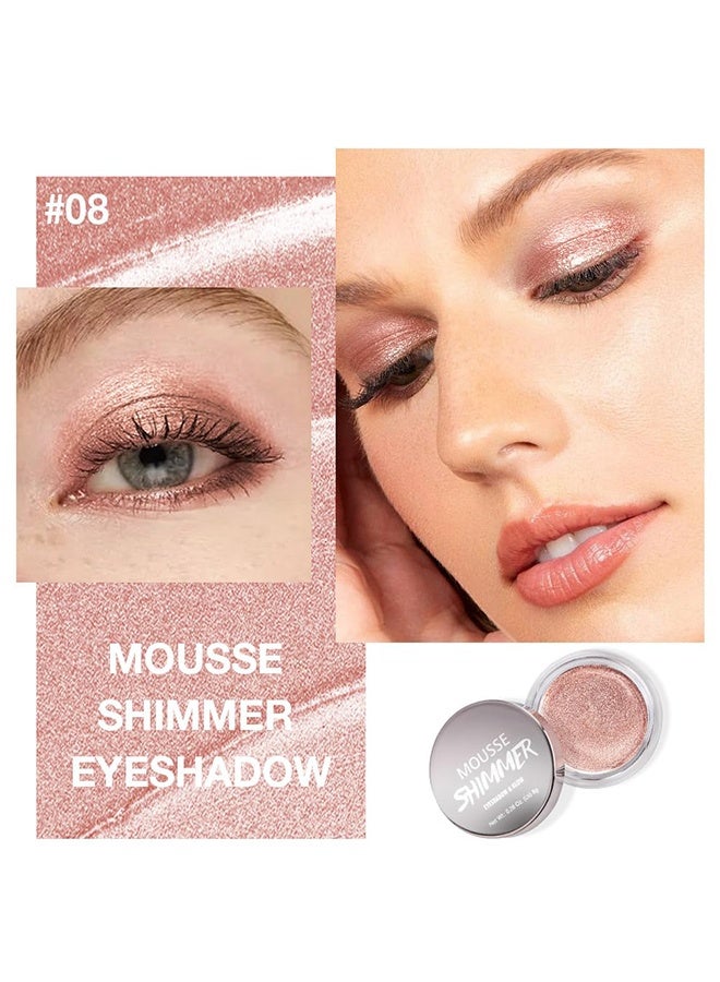 SHCOETY Mousse Shimmer Eyeshadow & Glow,Glitter Shimmer Metallic Cream Eyeshadow Palette Makeup, Rose Gold Natural Single Mini Instant Holographic Eyeshadow For Women, Sombras Crema Para Ojos, Talc, Paraben & Cruelty Free #08 - Image 2