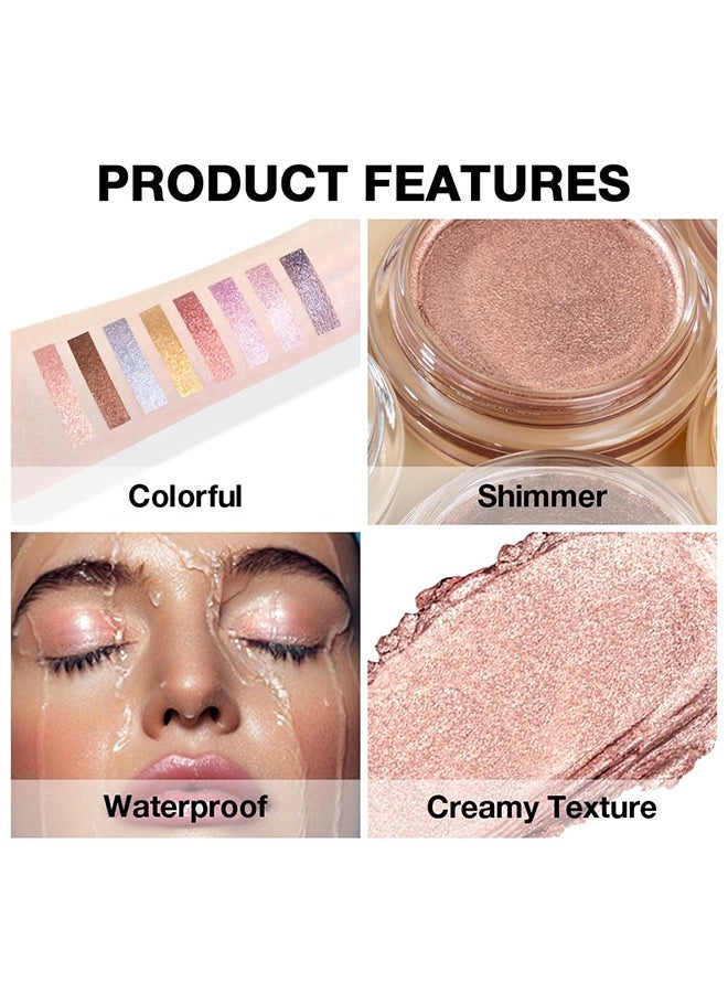 SHCOETY Mousse Shimmer Eyeshadow & Glow,Glitter Shimmer Metallic Cream Eyeshadow Palette Makeup, Rose Gold Natural Single Mini Instant Holographic Eyeshadow For Women, Sombras Crema Para Ojos, Talc, Paraben & Cruelty Free #08 - Image 5