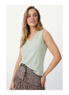 Pocket V Neck Slub Vest