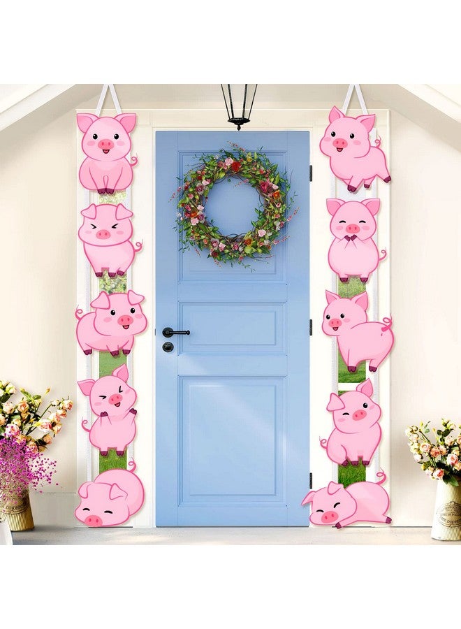 Jecery Pig Print Birthday Party Decorations Farm Animal Themed Party Door Signs Farm Animal Cutouts Banner Piggy Supplies for Kids Indoor Home Outdoor Banner Porch Sign for Birthday Baby Shower - Image 1