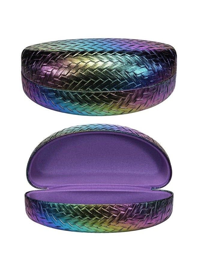 molshine Hard Shell Sunglasses Case, Large PU Leather Glasses Case, Woven Eyeglass Holder with Pearlescent Gradient for Men and Women (Purple) - Image 1