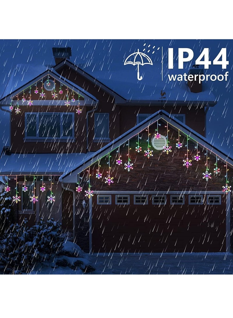 Snowflake Curtain String Lights Fairy Tale Lights UK Plug Waterproof Lights Indoor Outdoor Decoration For Party Garden Home Decor Christmas 13ft (Colorful , UK Plug) - Image 3