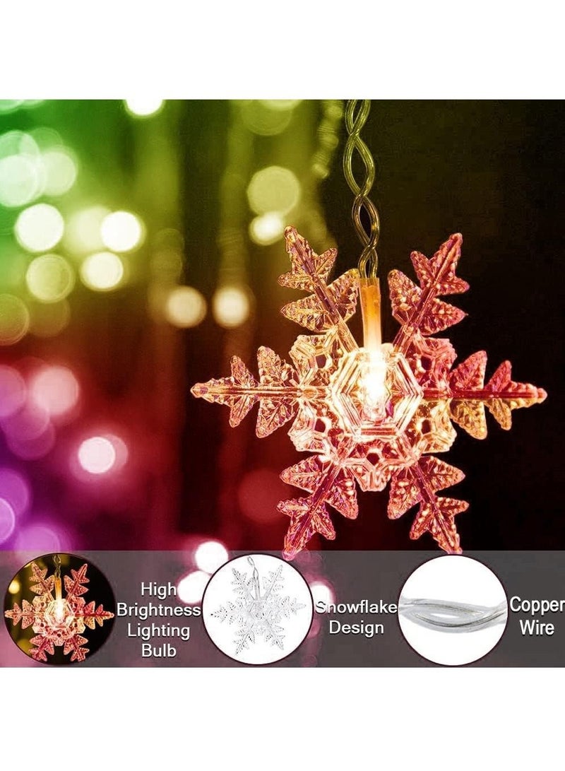 Snowflake Curtain String Lights Fairy Tale Lights UK Plug Waterproof Lights Indoor Outdoor Decoration For Party Garden Home Decor Christmas 13ft (Colorful , UK Plug) - Image 2
