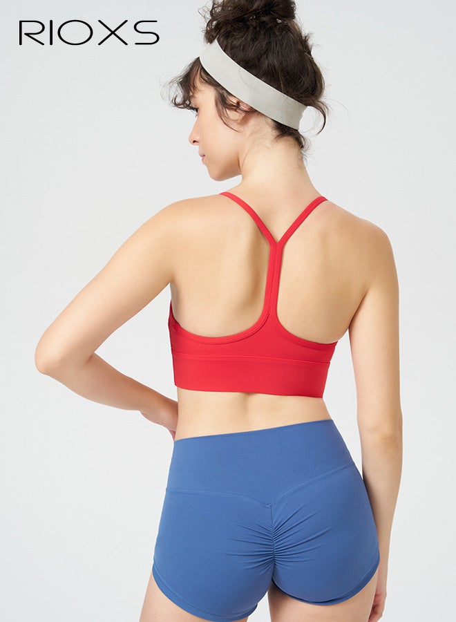 ريوكس حمالة صدر رياضية نسائية جديدة لعام 2025 - ملابس داخلية يوغا خفيفة الوزن بدون درزات وبدون أسلاك، مناسبة للياقة البدنية والجري، باللون الأحمر - Image 5