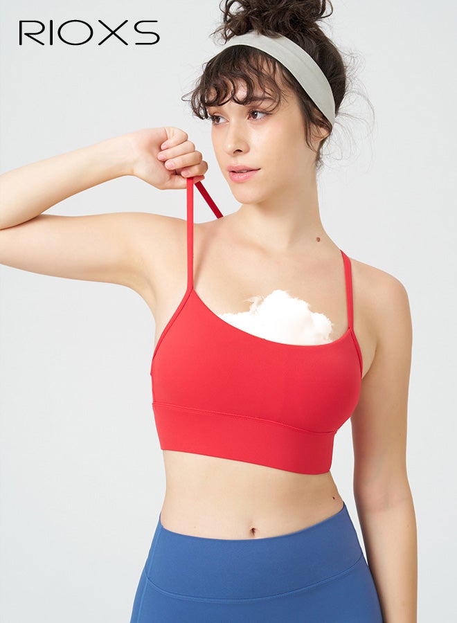 ريوكس حمالة صدر رياضية نسائية جديدة لعام 2025 - ملابس داخلية يوغا خفيفة الوزن بدون درزات وبدون أسلاك، مناسبة للياقة البدنية والجري، باللون الأحمر - Image 3
