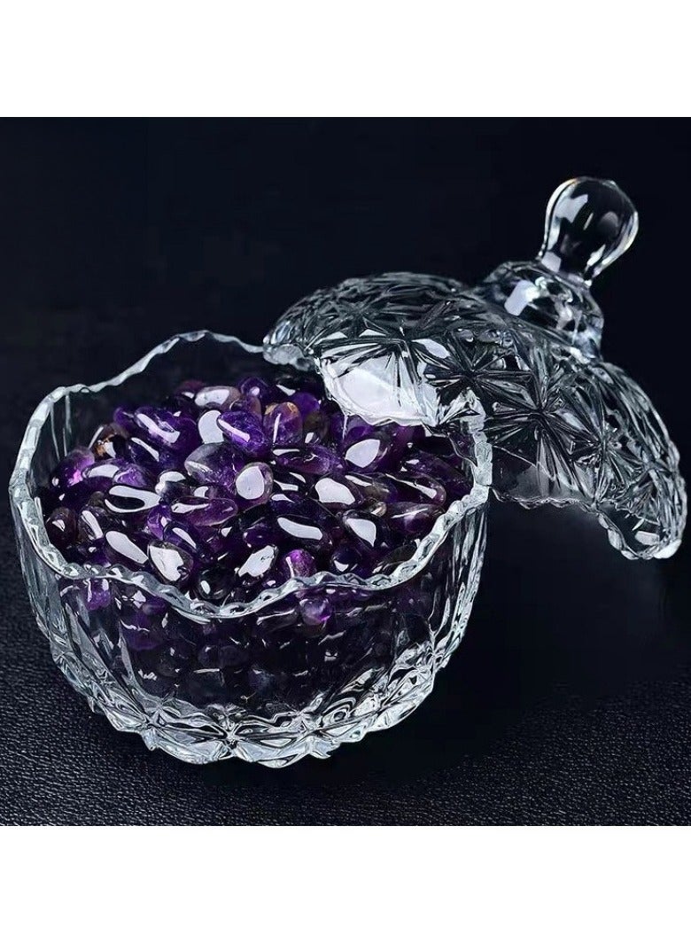 Crystal Glass Bowl with Healing Energy Purification for Bracelets Necklaces Includes 400g Amethyst Shards Crystal Degaussing - Image 1