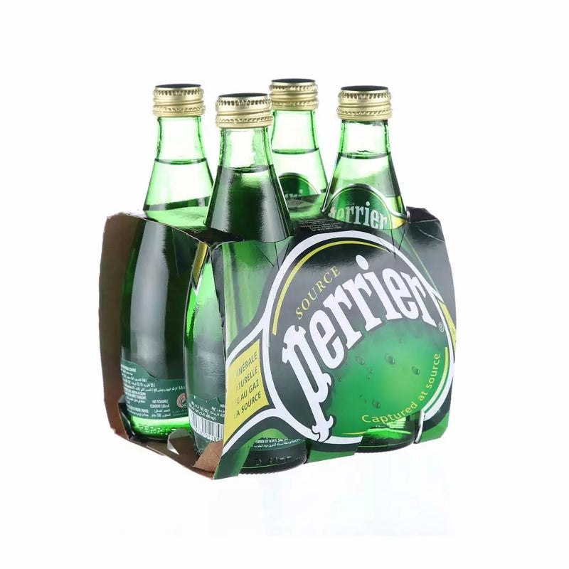 Perrier Sparkling Carbonated Mineral Water In Glass Bottle- 4X330ml