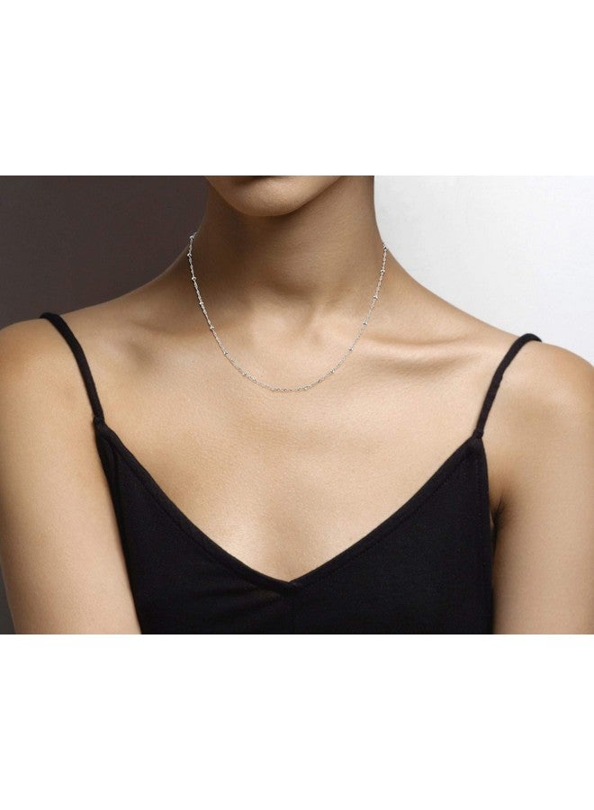 Miabella Italian 925 Sterling Silver Singapore Bead Chain Station Necklace for Women, Made in Italy (18 Inch (women's average length)) - Image 3