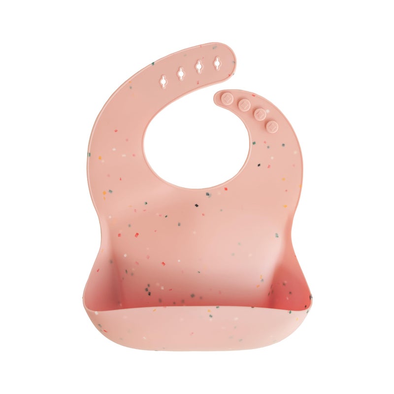 mushie Silicone Baby Bib | Adjustable Fit Waterproof Bibs (Powder Pink Confetti) - Image 1