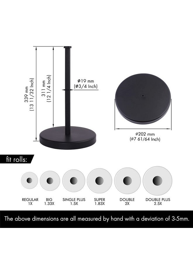 KES Matte Black Paper Towel Holder Countertop, Kitchen Paper Roll Holder Stand with Weighted Base Heavy for Standard or Gaint Rolls SUS304 Stainless Steel Matte Black, KPH202-BK - Image 4
