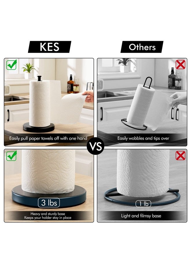 KES Matte Black Paper Towel Holder Countertop, Kitchen Paper Roll Holder Stand with Weighted Base Heavy for Standard or Gaint Rolls SUS304 Stainless Steel Matte Black, KPH202-BK - Image 2