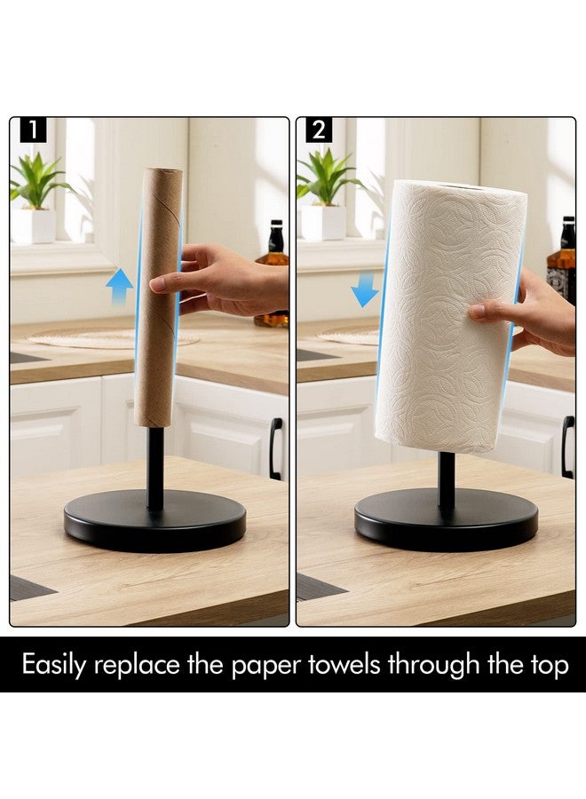 KES Matte Black Paper Towel Holder Countertop, Kitchen Paper Roll Holder Stand with Weighted Base Heavy for Standard or Gaint Rolls SUS304 Stainless Steel Matte Black, KPH202-BK - Image 5
