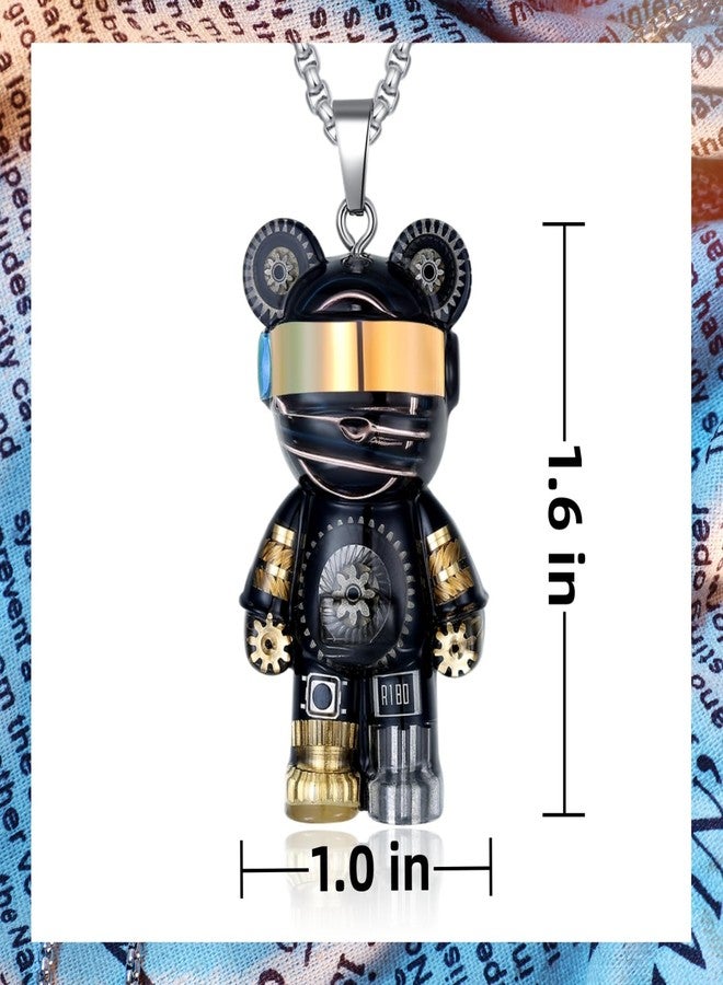 Fynvrona Unique Bear Necklace - Handcrafted Original Design Pendant - Perfect Steampunk Jewelry Gift for Men & Women in Elegant Box (black) - Image 3