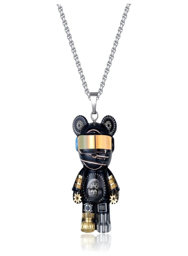 Fynvrona Unique Bear Necklace - Handcrafted Original Design Pendant - Perfect Steampunk Jewelry Gift for Men & Women in Elegant Box (black) - Image 1