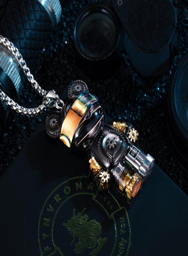 Fynvrona Unique Bear Necklace - Handcrafted Original Design Pendant - Perfect Steampunk Jewelry Gift for Men & Women in Elegant Box (black) - Image 5