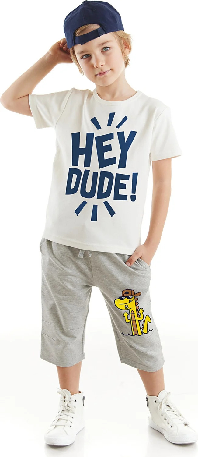 Denokids Hey Dude Boy T-shirt Capri Shorts Set