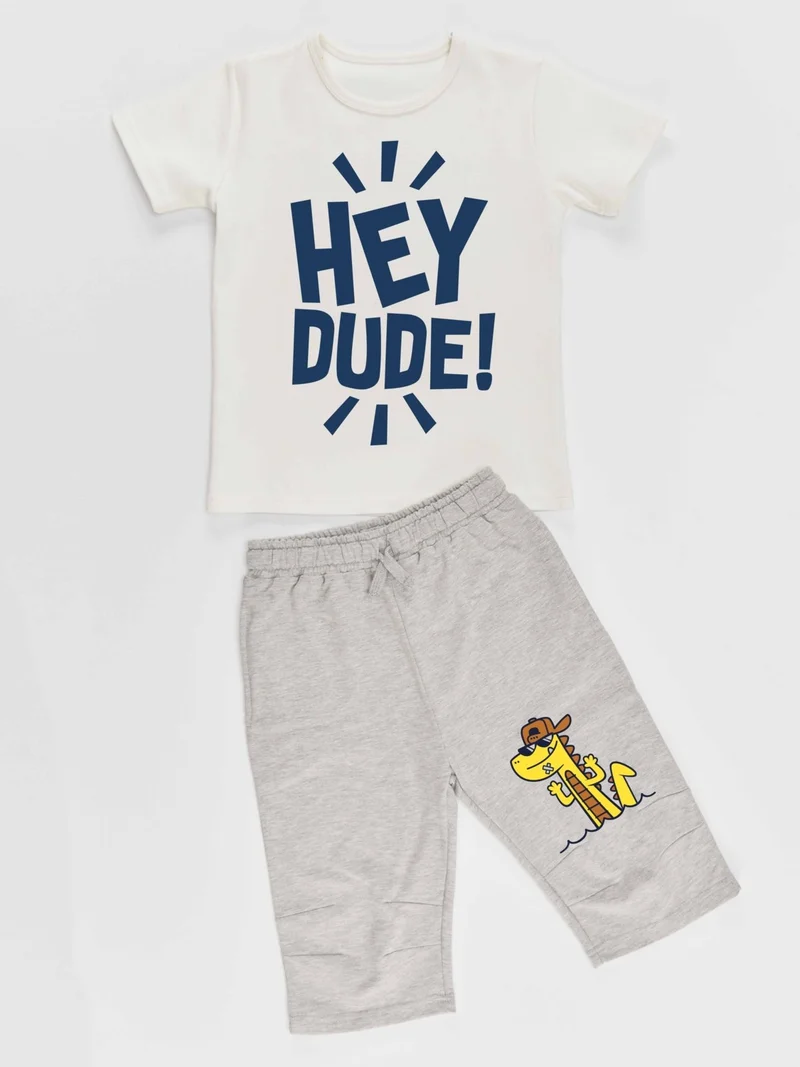 Denokids Hey Dude Boy T-shirt Capri Shorts Set