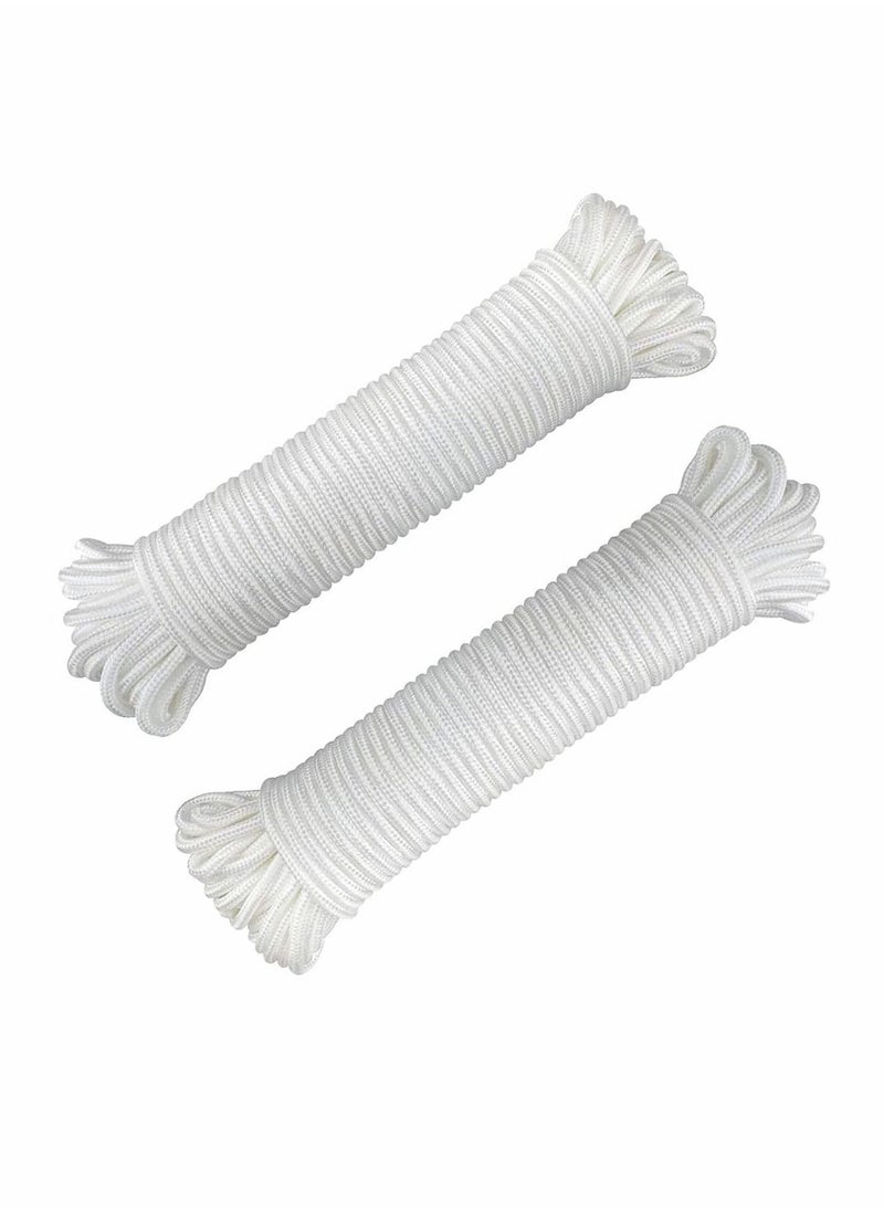 Y&D - Nylon Poly Rope Flag Pole Polypropylene Clothes Line Camping Utility Good for Tie Pull Swing Climb Knot (10 M Length, 10 mm Width, 2Pcs White) - Image 1