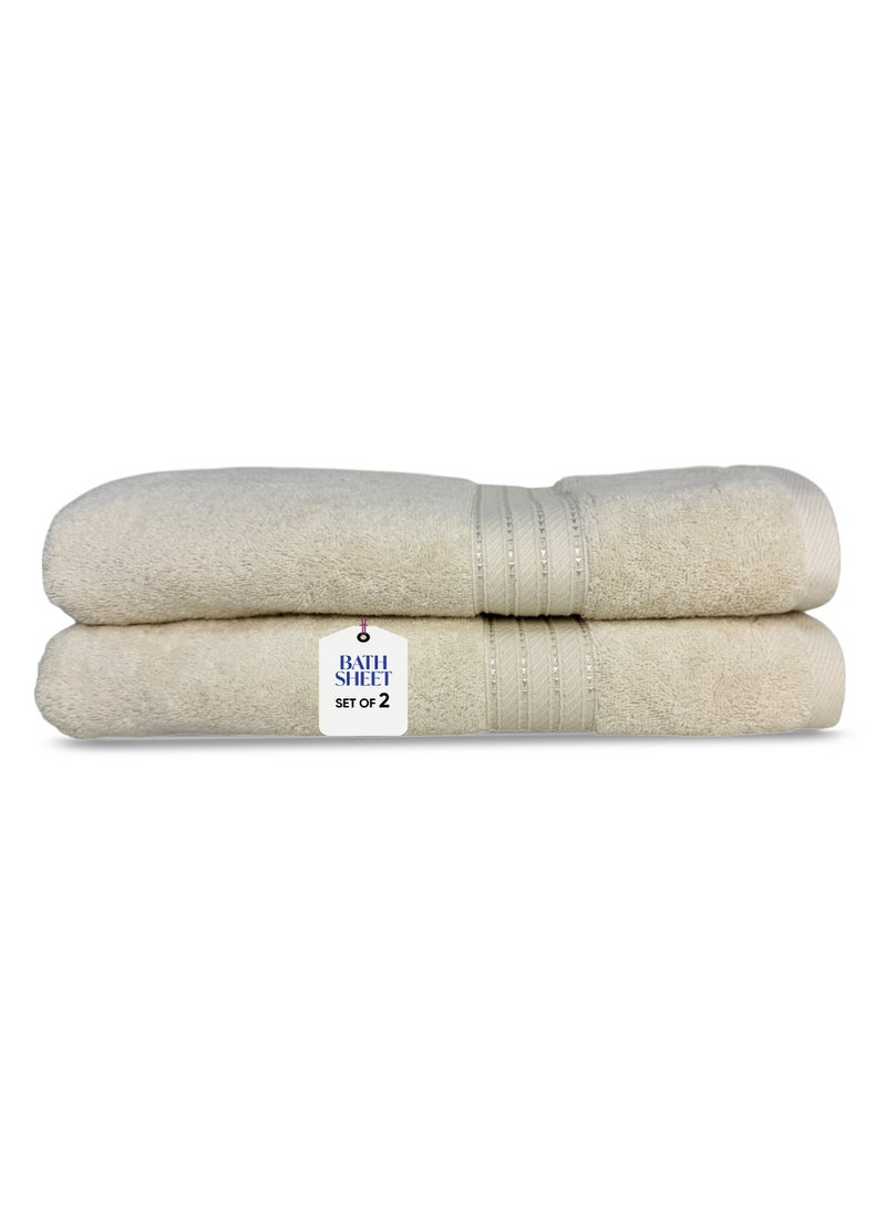 كاسينو Kassino Jumbo Bath Sheet (2 Pack, 80x160 cm) - 580 GSM Large Bath Towel,100% Combed Cotton, Soft & Quick-Dry Oversized Towels, Highly Absorbent, Double Stitched Hotel Quality Towels | Ivory  - Image 1