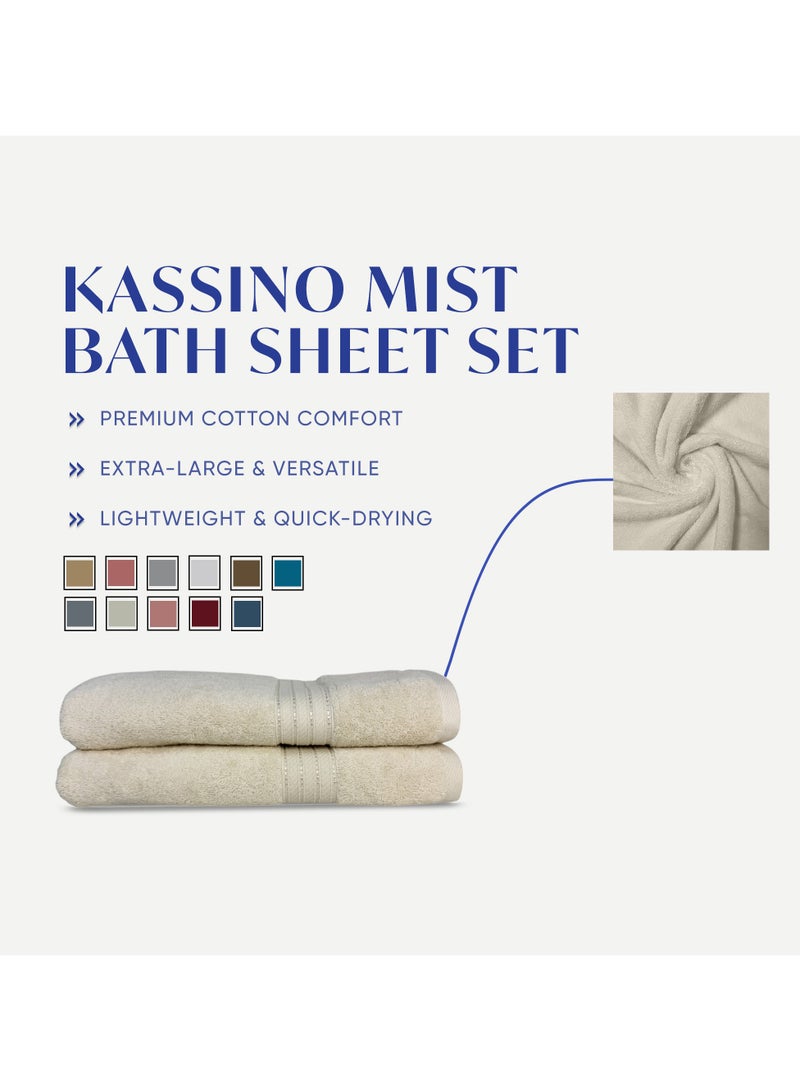كاسينو Kassino Jumbo Bath Sheet (2 Pack, 80x160 cm) - 580 GSM Large Bath Towel,100% Combed Cotton, Soft & Quick-Dry Oversized Towels, Highly Absorbent, Double Stitched Hotel Quality Towels | Ivory  - Image 3