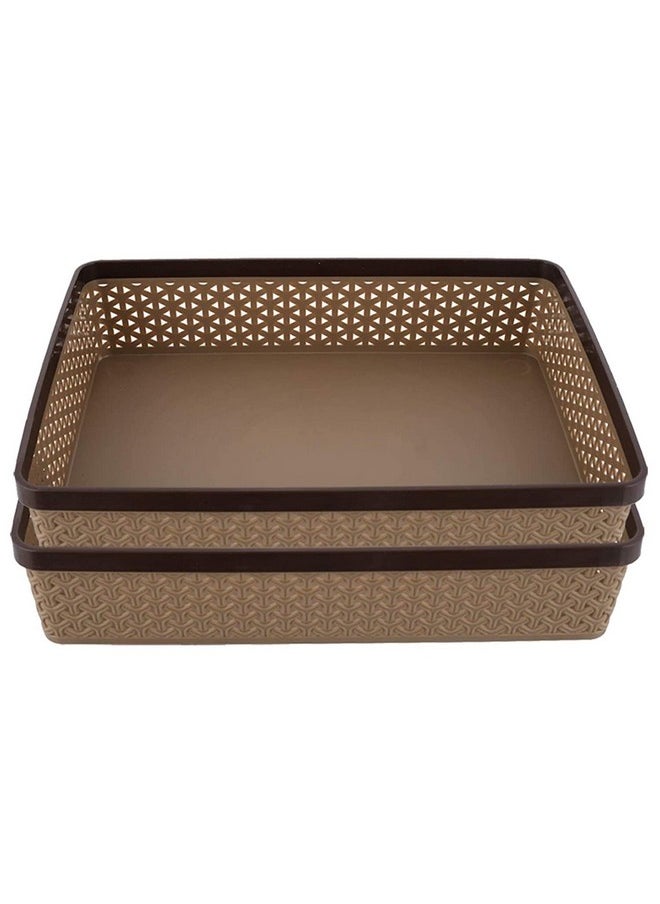 Kuber Industries Kuber Industries A4 Office Paper Tray|Stationery Office Storage Organizer|Paper Tray|File Tray|Basket For Storage|Pack of 2 (Brown)  - Image 1