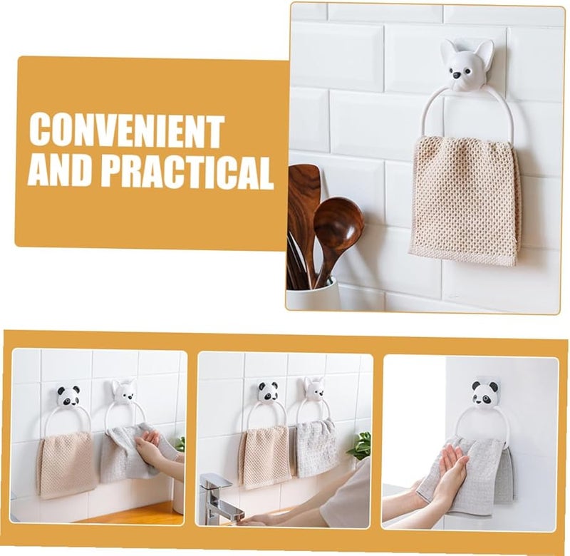 2Pcs Cartoon Animal Towel Rings Wall Mounted ABS Water Resistant Kitchen Bathroom Holder - Image 5
