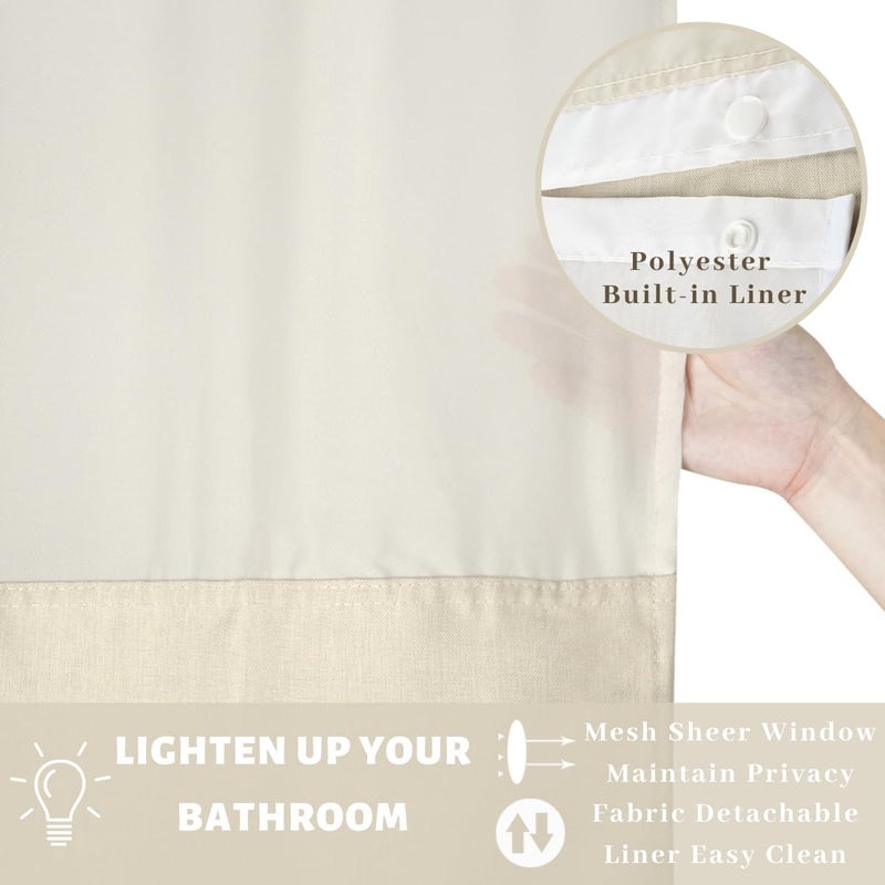 Ecoehoe 71W x86 H Hook Hook Free Sertain Free Whath مع Polyester Magnet Snap-in-Top See Through with Mesh Window Light Beige - Image 2