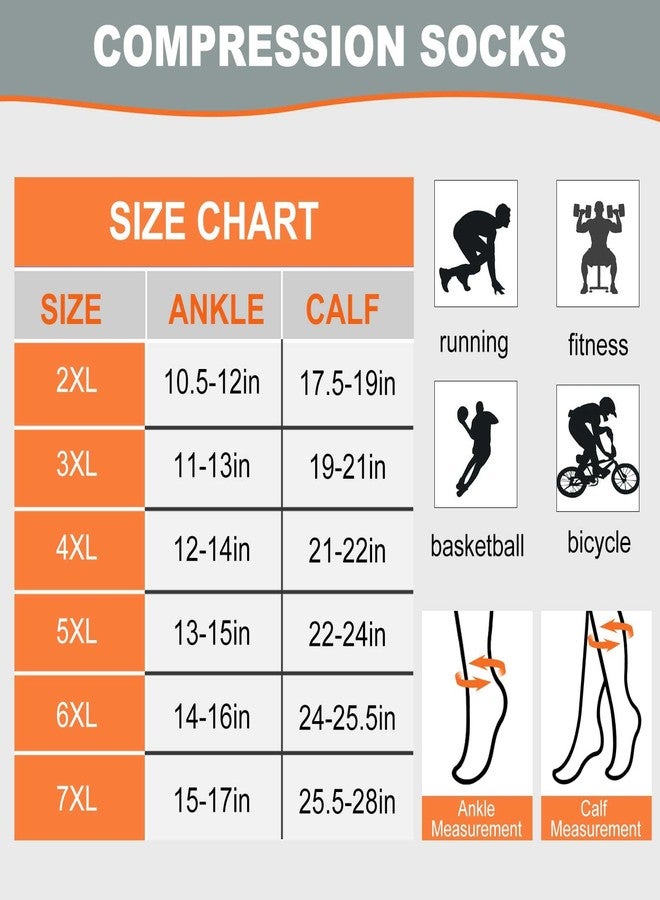 BODALA Plus Size Compression Socks for Women & Men, 20-30 mmHg Up to 7X-Large Extra Wide Calf Knee High Compression Stockings Support for Circulation, Recovery, Varicose Veins - Image 2