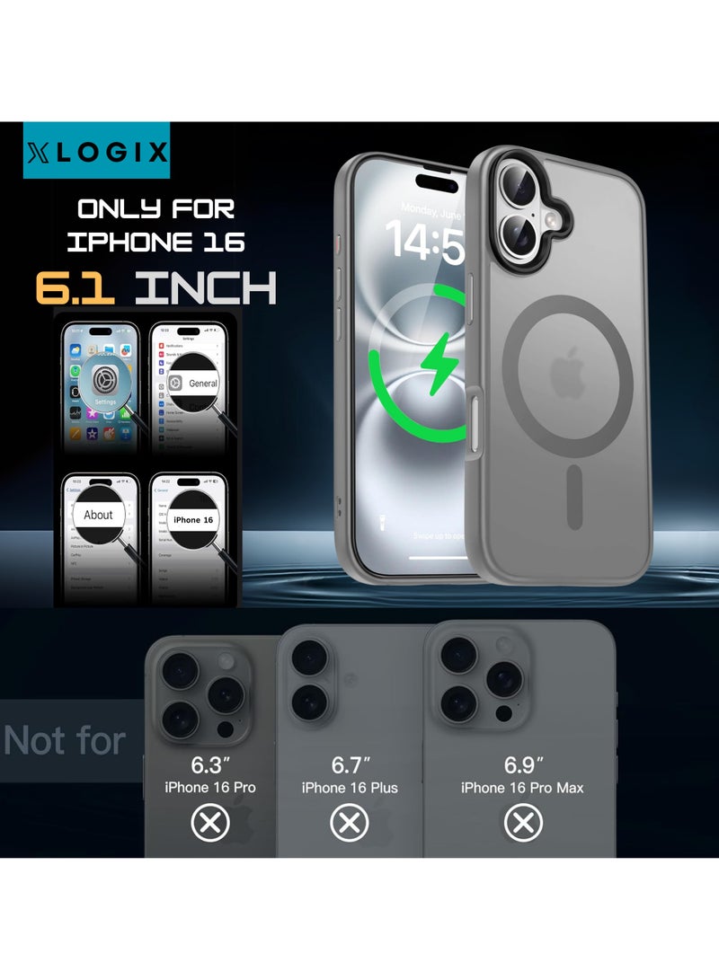 XLogix FrostX for iPhone 16 Case, Frosted Grey - Slim Protective Cover with MagSafe Compatibility | Shockproof & Scratch-Resistant Design, FrostX Series - Image 4