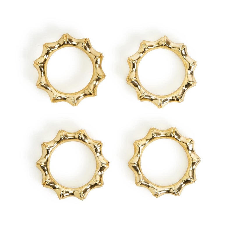 Twos Company Set of 4 Golden Bamboo Napkin Rings
