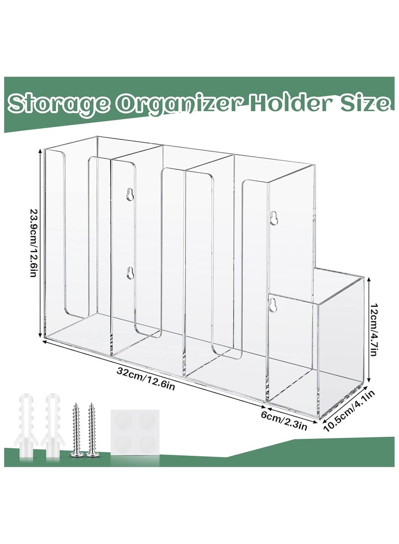 TPGP 4 Compartments Acrylic Coffee Cup and Lid Storage Organizer Holder Disposable Coffee Cup Dispenser Paper Cup Organizer Plastic Cup and Lid Holder for Kitchen Coffee Bar Shop Party Supply (Transparent) - Image 2