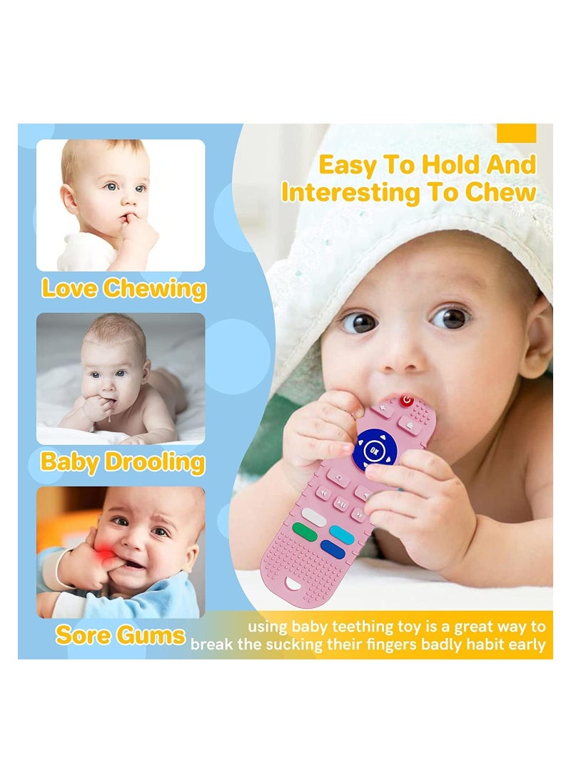 NNEWVANTE Silicone Baby Teething Toys,BPA Free TV Remote Control Shape Teething Toys for Babies 6-12 Months Baby Chew Toys for Toddlers,Baby Teethers Relief Soothe Babies Gums(Pink)  - Image 4