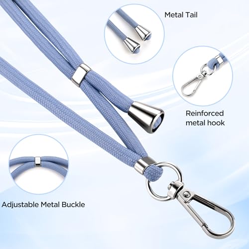 CACOE Phone Lanyard-2 PCS Adjustable Neck Strap,Universal Crossbody Multifuctional Cell Phone Lanyards Compatible with Most Smartphones(Black+Light Blue) - Image 3