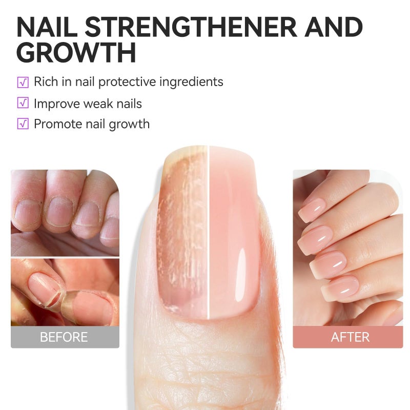 gelike ec Nail Strengthener Protein for Damaged Nails: Pink 6 in 1 Natural Nail Hardener Extra Strong and Growth - Long Lasting Repair for Damaged Nails - Growth Oil for Salon Home Daily Work - Image 5