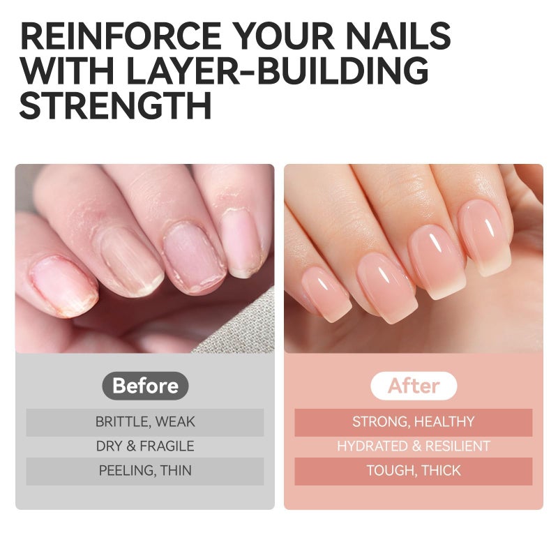 gelike ec Nail Strengthener Protein for Damaged Nails: Pink 6 in 1 Natural Nail Hardener Extra Strong and Growth - Long Lasting Repair for Damaged Nails - Growth Oil for Salon Home Daily Work - Image 3
