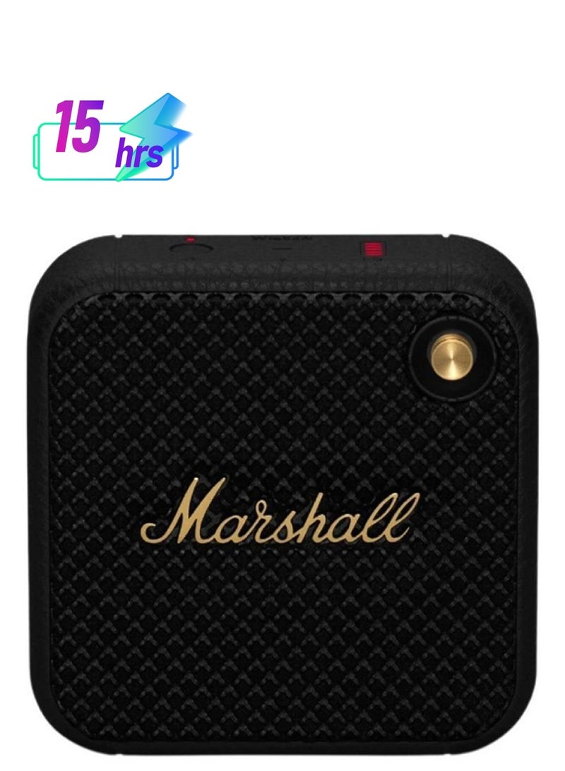 Marshall Willen Bluetooth Speaker, Wireless, 15+ Hours Playtime, Water-Resistent, Quick Charge, Stackable - Brass And Black - Image 1